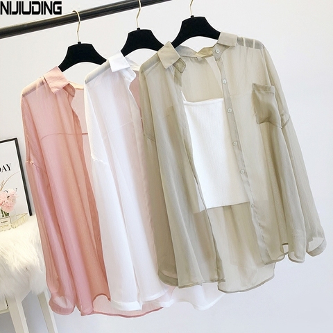 NIJIUDING Women Thin Coat Casual Summer Sun Protection Clothes Female Cardigan Shirt Clothing Tops Blouse For Woman Covers Blusa ► Photo 1/6