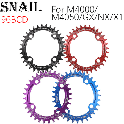 SNAIL Oval Chainring 96 BCD 32T 34T 36T 38T chainwheel MTB Mountain Bike 96BCD for M4050 M4000 NX GX X1 Crank colors ► Photo 1/6