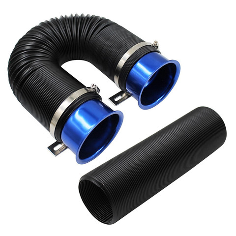 Universal 1M Flexible Car Engine Cold Air Intake Hose Inlet Ducting Feed Tube Pipe With Connector & Braket ► Photo 1/6
