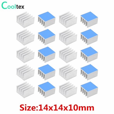 20pcs 14x14x10mm Aluminum Heatsink Heat Sink Cooler Cooling for Raspberry pi Electronic Chip IC With Thermal Conductive Tape ► Photo 1/6