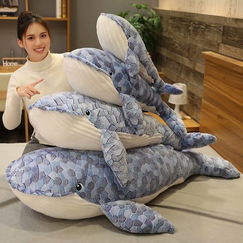 50-110cm Giant size Whale Plush Toy Blue Sea Animals Stuffed Toy Huggable Shark Soft Animal Pillow Kids Gift ► Photo 1/6
