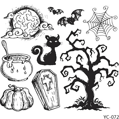 ZhuoAng Halloween Moon Pumpkin Cutting Dies Clear Stamps For DIY Scrapbooking/Card Making/Album Decorative Silicone Stamp Crafts ► Photo 1/3