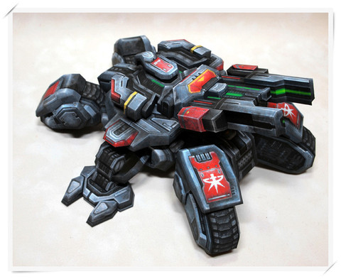 StarCraft 2 Terran Human the Crucio Siege Tank DIY Paper Model 11cm=4