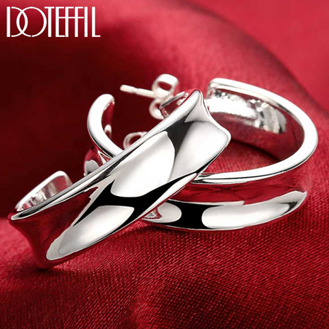 DOTEFFIL Classic Smooth 925 Sterling Silver Women Hoop Earring Gift Christmas Party Wedding Top Selling Fashion Jewelry ► Photo 1/6