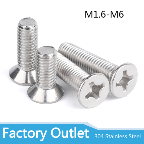 10/50 M2M2.5 M3 M3.5 M4 M5 M6 M8 A2-70 304 Stainless steel GB819 Cross Phillips Flat Countersunk Head Screw Bolts Length 3-100mm ► Photo 1/5