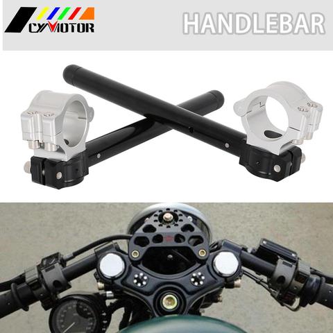 Universal Motorcycle Handlebar Racing Adjustable Handlebar Clip-On Fork Tube Black For Handle Bar Cafe Racer 33 35 37 41 50mm ► Photo 1/6