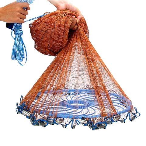 Upgraded American Hand Cast Net with Flying Disc Easy Throw Fly Fishing Net Diameter 300cm-720cm Fishing Network Tool Small Mesh ► Photo 1/6