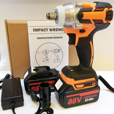 88V 10000mAh 550Nm Brushless Cordless Electric Wrench Impact Driver Power Tool 2 Rechargeable Lithium Battery Household Drill ► Photo 1/6