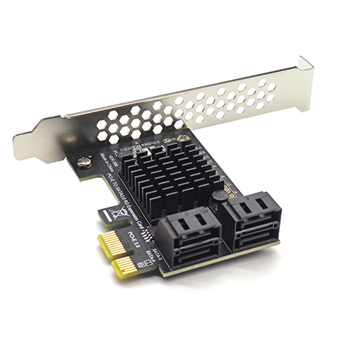 PCI e Adapter 4 Port SATA 3.0 to PCIe x1 GEN3 Expansion Adapter Card SATA 3 III PCI-e PCI Express Converter ASMedia ASM1064 ► Photo 1/6