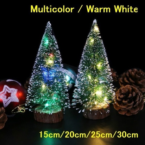 1pc LED Light Mini Artificial Christmas Trees Decorations  Festival Tabletop Miniature Snow Frost Xmas Tree Decor 4Sizes ► Photo 1/6