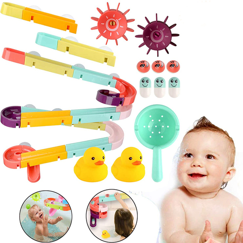 Buy Online Baby Bath Toys Diy Assembling Track Slide Suction Cup Orbits Bathroom Bathtub Shower Toy Duck Water Toys For Children Boys Girls Alitools