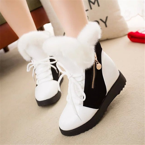 Women Boots platform Winter Shoes Women Snow Boots Platform Keep Warm Ankle Winter Boots With Thick Fur Heels Botas Mujer ► Photo 1/6