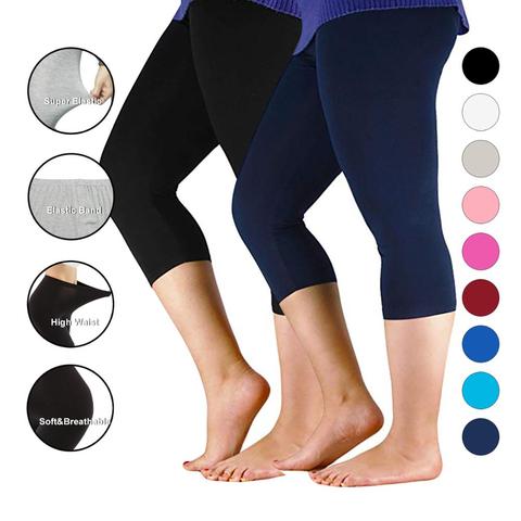 Women's Capri Pants Plus Size Workout Capri Leggings Stretchy Yoga