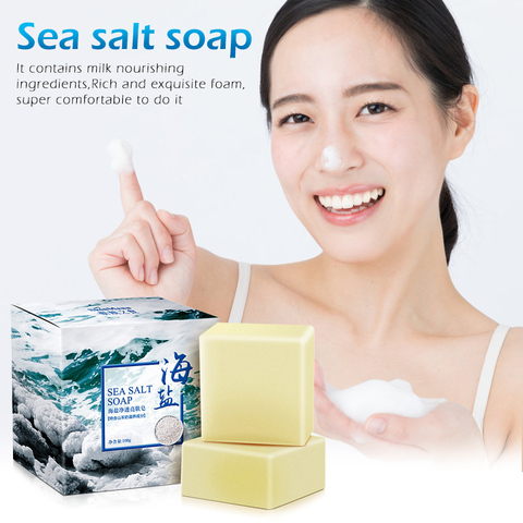 Hot 100g Goat Milk Sea Salt Soap Cleaner Removal Pimple Pores Acne Treatment Face Wash Soap Moisturizing Face Care TSLM1 ► Photo 1/6