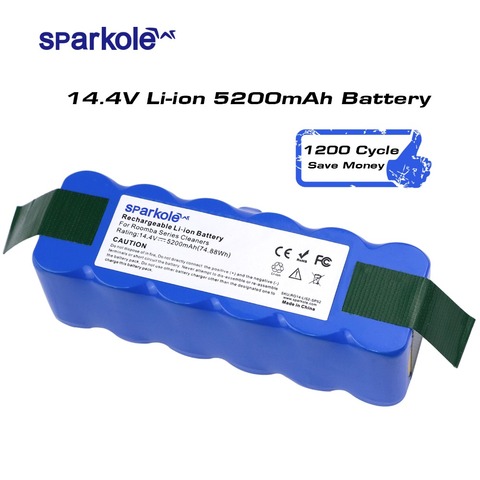Sparkole 5.2Ah 14.4V Battery Li-ion Battery for irobot Roomba 500 600 700 800 Series 510 530 555 620 650 760 770 780 790 870 880 ► Photo 1/6