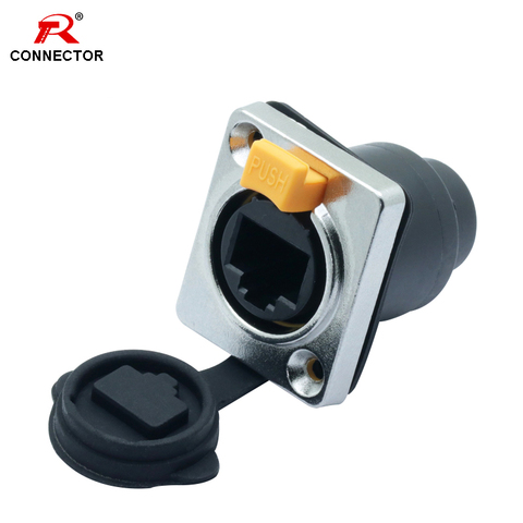 RJ45 Waterproof Network Connector,Copper Pins 8p8c Female Chassis Panel Mount Sockets RJ45 Ethernet Connector IP65 Straight Type ► Photo 1/6