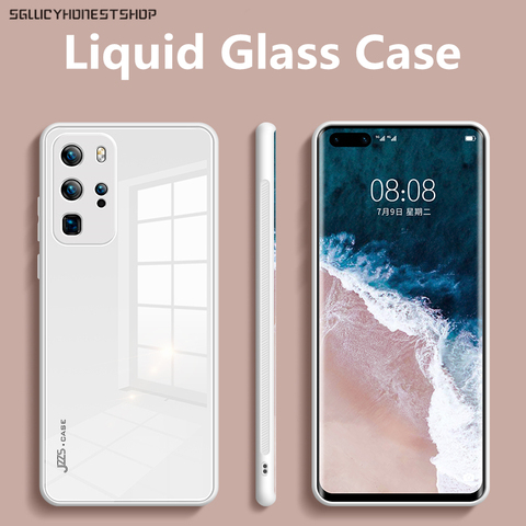 Original Liquid Tempered Glass Case For HuaWei P40 Pro Plus P30 Pro Mate 20 30 Pro Honor X10 Cell Phone Lens Protection Cover ► Photo 1/6