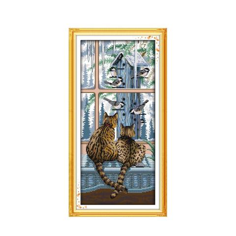Look at each other cross stitch kit 14ct 11ct pre stamped canvas cross stitching animal embroidery DIY handmade needlework ► Photo 1/1
