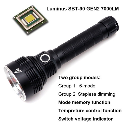 Super bright Luminus SBT-90 SBT90 GEN2 Tactical Flashlight Torch 7000LM Long Beam range 26650 battery lamp Searchlight Lantern ► Photo 1/6