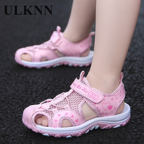 ULKNN Purple Sandals For Girls Summer Children's Princess Cute Sandals Closed-toe Sports Kids Beach Shoes Baby Soft size 27-37 ► Photo 1/6