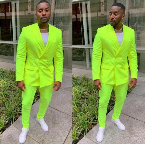 TPSAADE Green Mens Suit Jacket Pant Double Breasted Custom Made Formal Suits Wedding Tuxedos Business Men Wear (Jacket+Pants) ► Photo 1/5