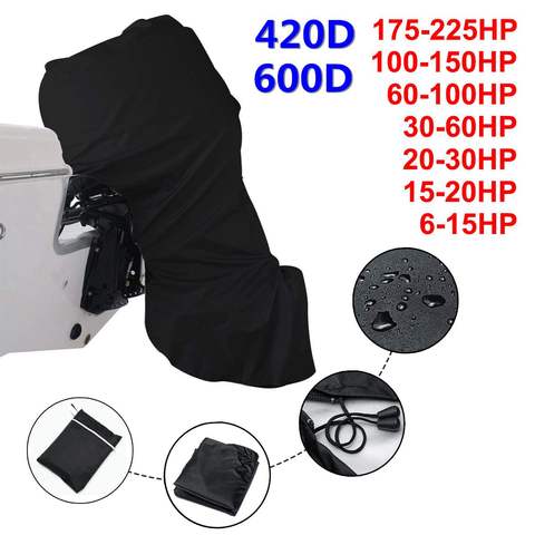 420D 6-225HP Boat Full Outboard Engine Cover Protection Waterproof Sunshade Dust-proof For 6-225HP Motor Black ► Photo 1/6