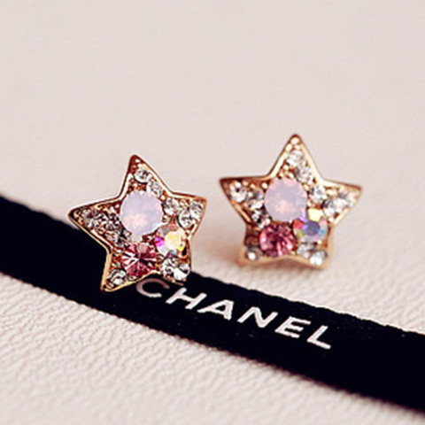 Luxury star Colorful rhinestones Clip Earrings for Women Crystal gold Ear Clip on Earrings no Hole Wedding Kids ► Photo 1/6