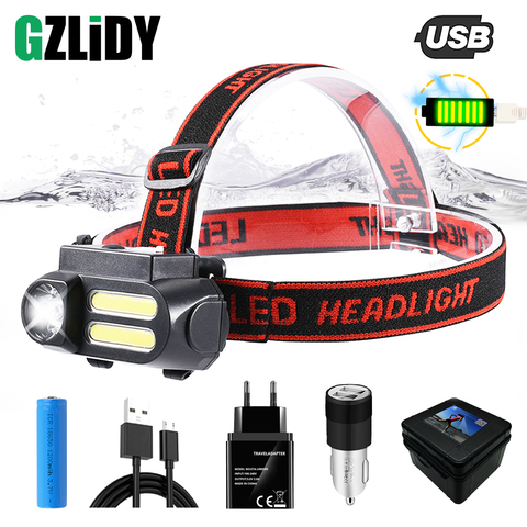 Super Bright LED Headlamp COB Work Light 4 Lighting Mode Waterproof Headlight Powered By 18650 Battery Suit for Night Lighting ► Photo 1/6