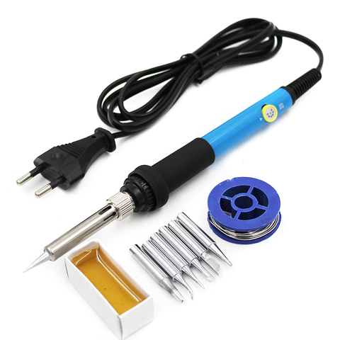 Soldering Iron EU US Plug 110V 220V 60W Thermostatic Electric Mini Solder Iron Station With 6pcs Soldering Tip Solder Wire Rosin ► Photo 1/6