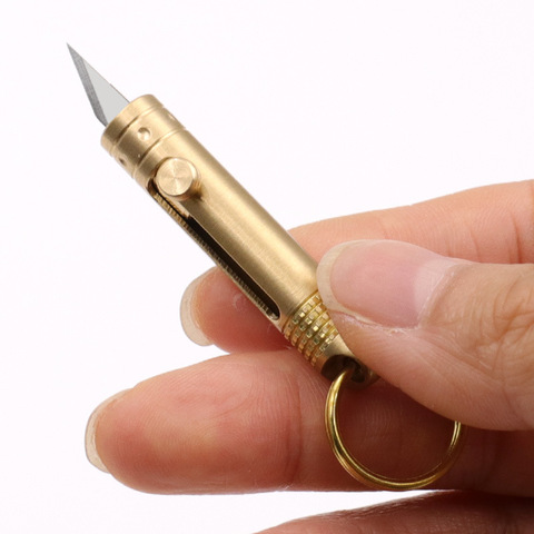 2022 MINI Brass Pocket Knife CS Go Push Key Knife Self-defense Gun Bolt Knife Folding Knifes Pocketknife EDC Camp Survival Tool ► Photo 1/6