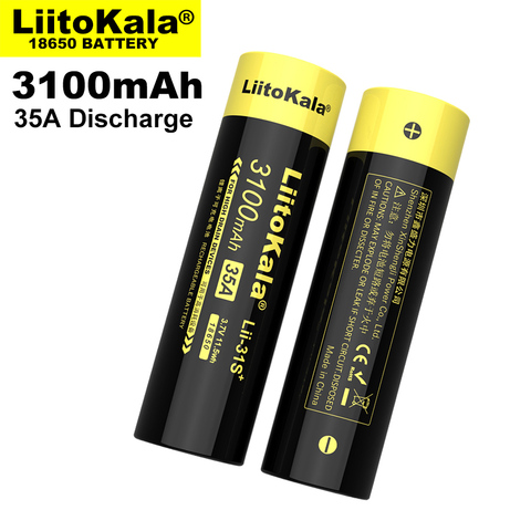 1PCS LiitoKala  Lii-31S 18650 Battery 3.7V Li-ion 3100mA Instant maximum 35A Power battery For high drain devices. ► Photo 1/5