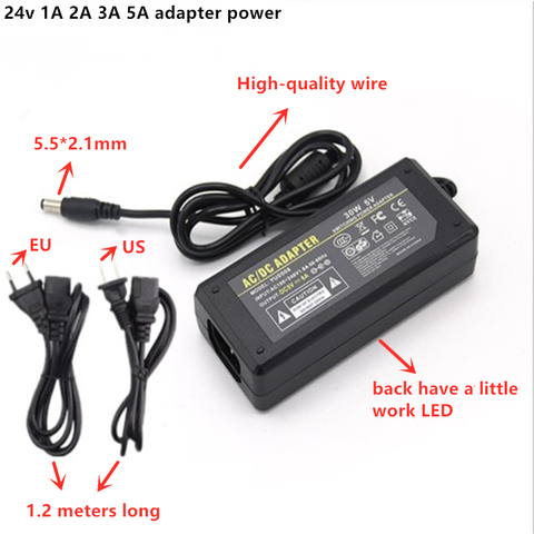 AC DC Adapter DC 15v 48v 24v 1A 2A 3A 5A 5.5*2.1 AC110-220V Converter  Charger Power Supply EU Plug US plug Black Wholesale ► Photo 1/6