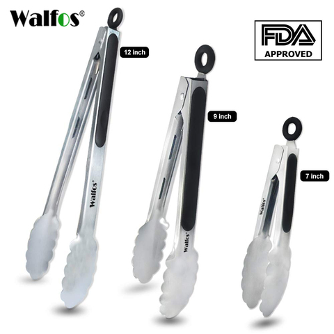 WALFOS Non-Stick BBQ Grilling Tong Salad Serving Food Tong Stainless Steel Metal Kitchen Tongs Barbecue Cooking Locking Tong ► Photo 1/6