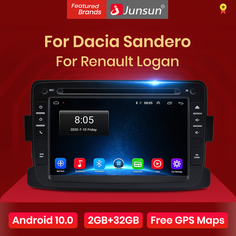 Junsun Android 10.0 Car Radio Multimedia Player GPS Navigation For Renault Dacia/Sandero/Logan 2 din Android Auto DVD DSP ► Photo 1/6