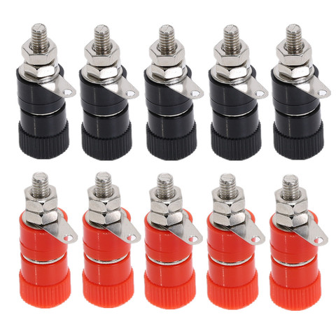 5Pcs 4mm Red&Black Banana Socket Professional Binding Post Nut Banana Plug Jack Connector Nickel Plated ► Photo 1/6