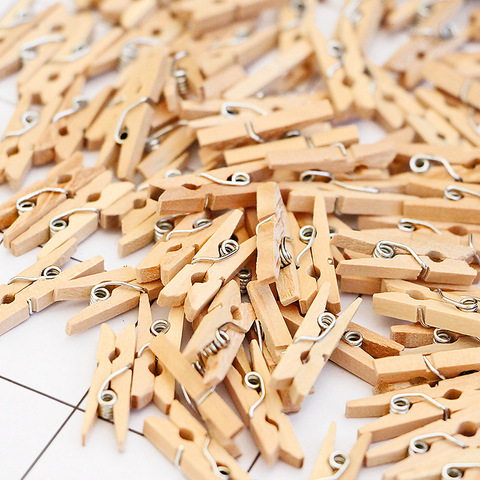 Mini Natural Wooden Clips for Photo Clips Clothespin