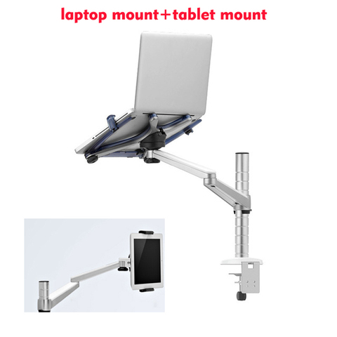 OA-1S aluminum Dual arm swivel LCD Monior Holder+ Laptop Holder Stand Table F 9inch 10inch pad desk mount ► Photo 1/3