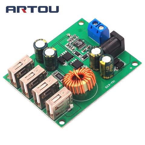 DC DC 7V-60V to 5V 5A 4 Four USB Output Buck Converter Board Step Down Transformer Power Supply Module Car Charger High Speed ► Photo 1/4