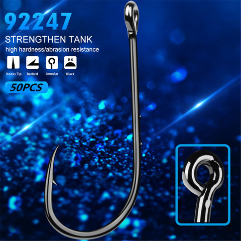 50pcs/lot Carbon Steel Fishing Hooks 1#-6# Baitholder Black Color Jig Head Crank Barbed Hook for Soft Worm Bass Carp Fishing ► Photo 1/6