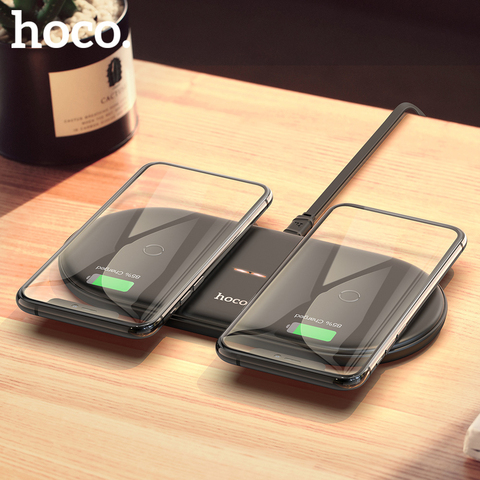 HOCO Fast Dual 2in1 Wireless Charger Pad 10W for iPhone X XR XS 11 Pro Max Samsung S10 Huawei Xiaomi QI Induction Charging ► Photo 1/6