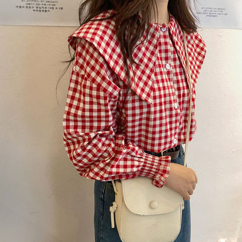 2022 Women Spring Summer Style Chiffon Blouses Shirts Lady Casual Peter Pan Collar Blusas Tops Peter Pan Collar Shirt K142 ► Photo 1/6