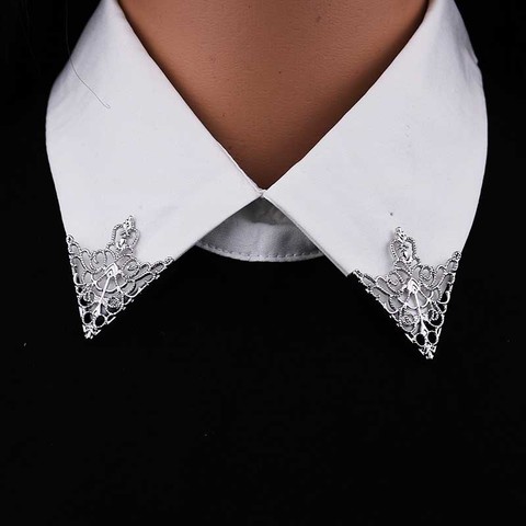 Vintage Fashion Triangle Shirt Collar Pin for Men and Women Hollowed Out Crown Brooch Corner Emblem Jewelry Accessories ► Photo 1/6