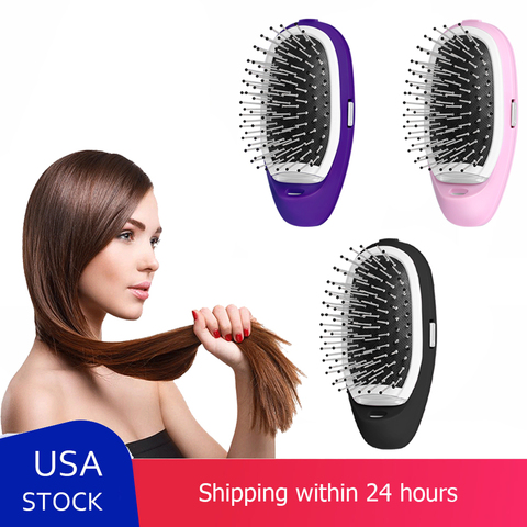 Portable Ionic Electric Hairbrush OEM Dropshipping 1.0 Matt Hair Styling Massage Comb US Warehouse Hair Brush Beauty Supply ► Photo 1/6