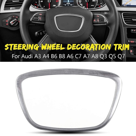 Car Steering Wheel Chrome Sticker Trim Cover Cap Decoration for Audi A3/A4L/A5/A6L/A8L/Q5Q7 ► Photo 1/6