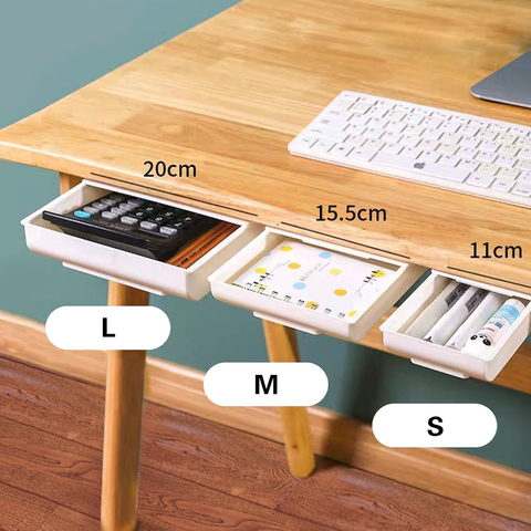 Self Stick Pencil Tray Under Desk Drawer Organizer Table Storage Organizer Boxes Stand Self-adhesive Under-drawer Storage Box ► Photo 1/6