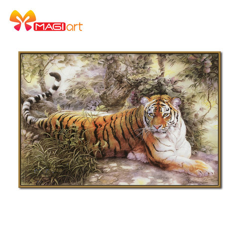 Cross stitch kits Embroidery needlework sets 11CT water soluble canvas patterns 14CT Chinese Style Tiger resting-NCMA058 ► Photo 1/6