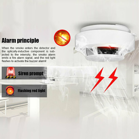 Buy Online High Quality Independent Alarm Smoke Fire Sensitive Detector Home Security Wireless Alarm Smoke Detector Sensor Fire Equipment Alitools