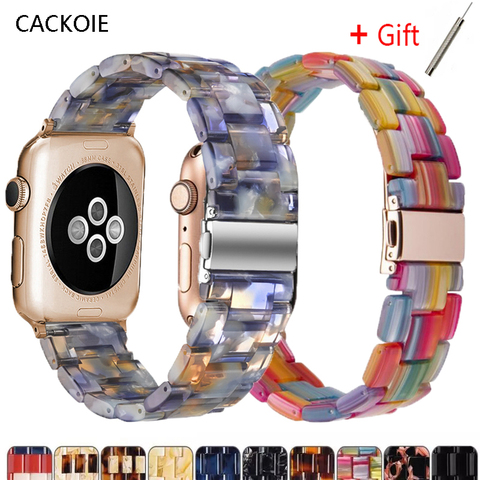 Resin Watch strap for apple watch 6 5 4 band 42mm 38mm transparent correa belt for iwatch 6 series 5 4 3/2 bracelet 44mm 40mm ► Photo 1/6