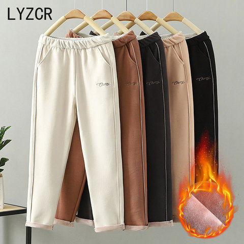 LYZCR Woolen Women Winter Pants Thick Warm Vintage Autumn Thicken