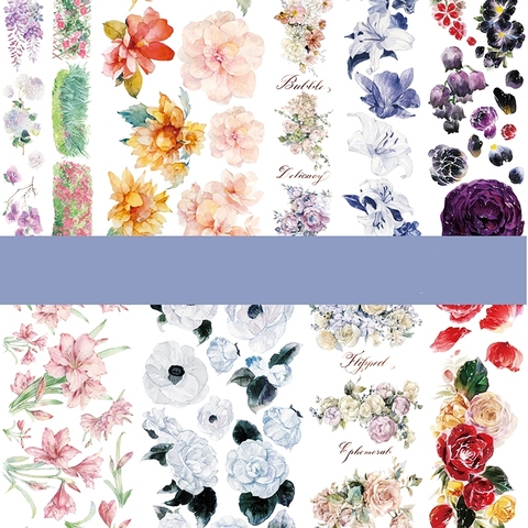 Wide Beautiful PET Flower Tape Decorative Stationery Stickers ► Photo 1/6